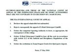 Решение Международного апелляционного суда FIA