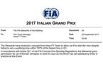 Решение стюардов о допуске Романа Грожана на старт Гран При Италии