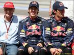Ники Лауда с гонщиками Red Bull Racing