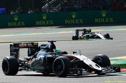 Гонщики Force India на трассе Гран При Бельгии