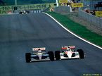 Найджел Мэнселл опережает Айртона Сенну на Гран При Испании 1991 года