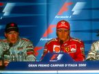 Мика Хаккинен, Михаэль Шумахер и Ральф Шумахер на пресс-конференции после финиша Гран При Италии 2000 года