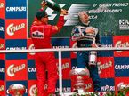 Михаэль Шумахер и Хайнц-Харальд Френтцен на подиуме Гран При Сан-Марино 1997 года