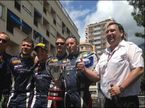 Игорь Мазепа с командой празднует победу Бёрда в Монако