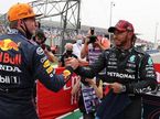 Льюис Хэмилтон поздравляет Макса Ферстаппена с победой в Гран При Франции, фото XPB