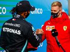 Мик Шумахер поздравляет Льюиса Хэмилтона с 92 победой в Формуле 1