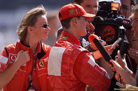 Сабине Кем и Михаэль Шумахер на Гран При США 2002 года