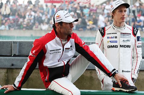 Марк Уэббер и Брендон Хартли - гонщики Porsche, Ле-Ман, 2016 год